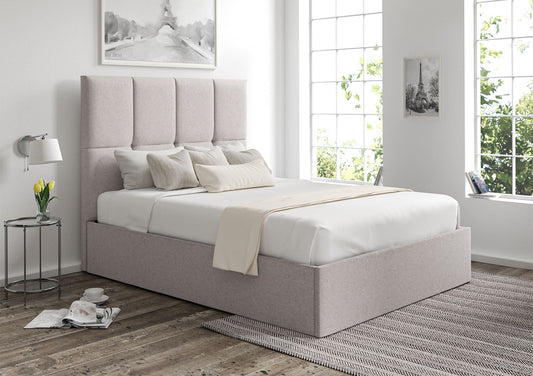 Turin Trebla Chalk Upholstered Ottoman Bed Frame Only Bed Time4Sleep Double