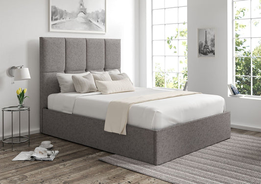 Turin Trebla Charcoal Upholstered Ottoman Bed Frame Only Bed Time4Sleep Double