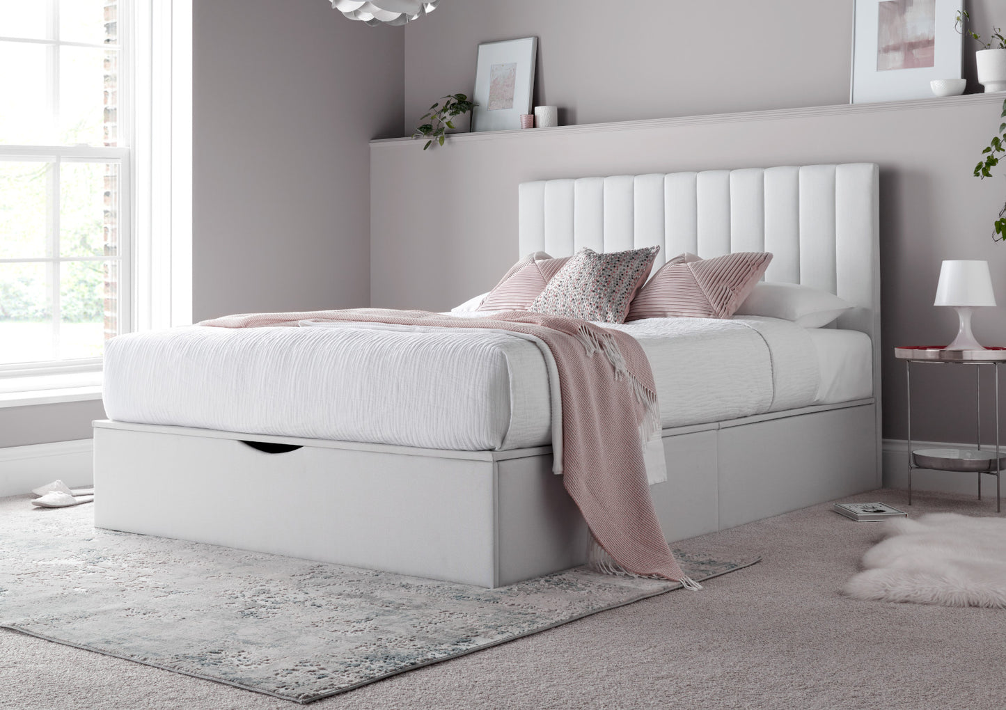 Onelife Off White Upholstered Ottoman Bed Frame Bed time4sleepadmin King