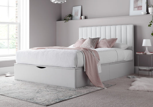 Onelife Off White Upholstered Ottoman Bed Frame Bed time4sleepadmin