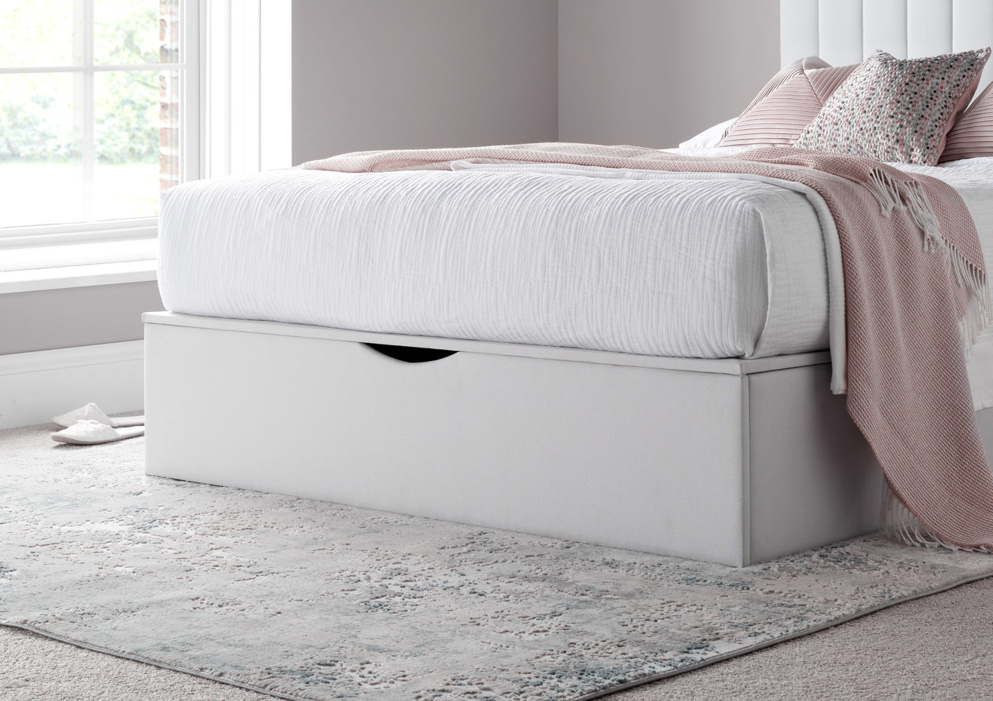 Onelife Off White Upholstered Ottoman Bed Frame Bed time4sleepadmin