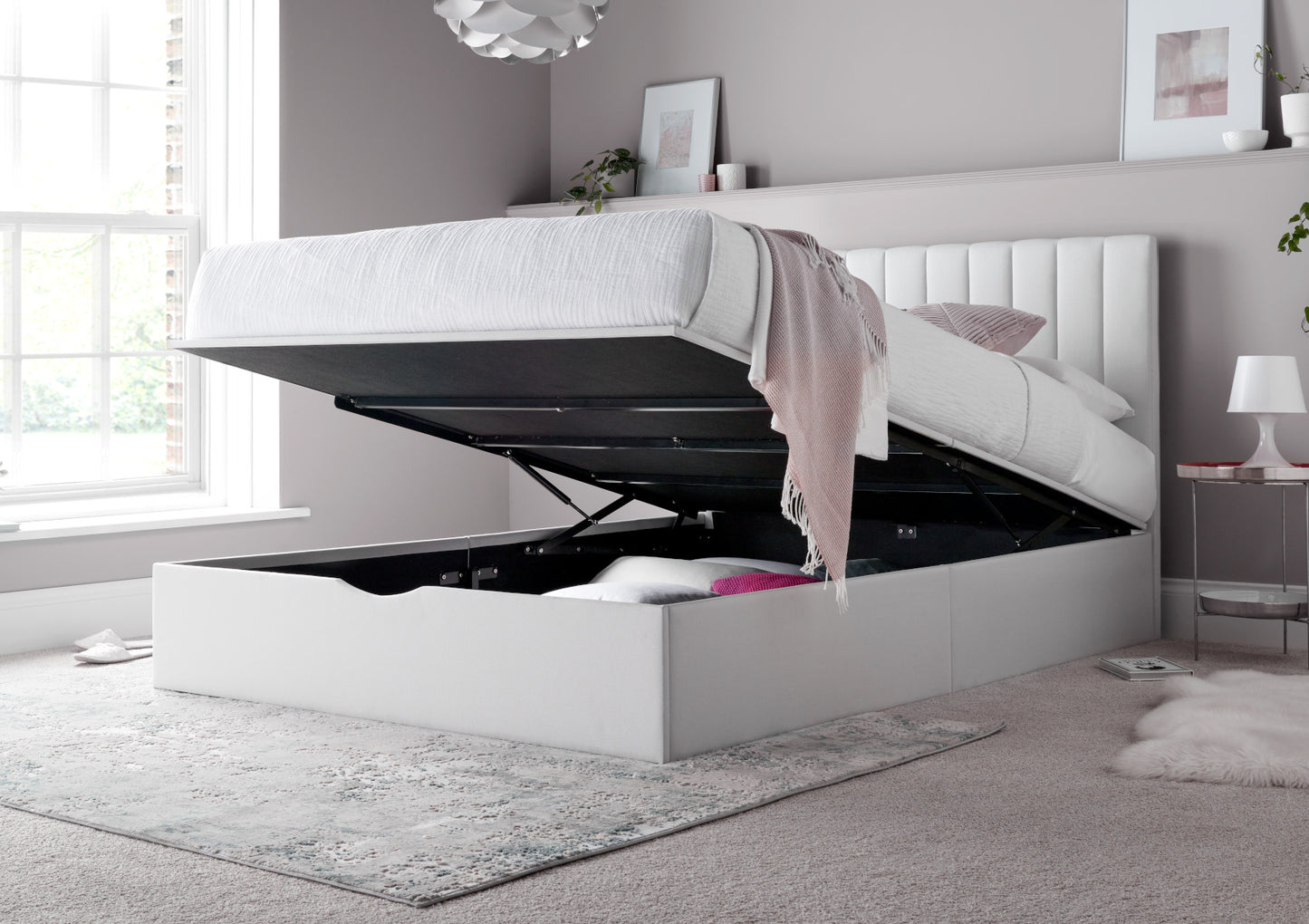 Onelife Off White Upholstered Ottoman Bed Frame Bed time4sleepadmin