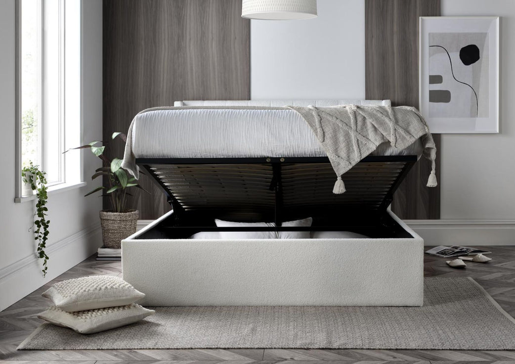 Wilson Cream Upholstered Ottoman Bed Frame – Time4Sleep