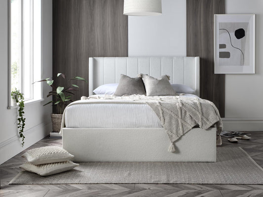 Wilson Cream Upholstered Ottoman Bed Frame - Bed - Time4Sleep