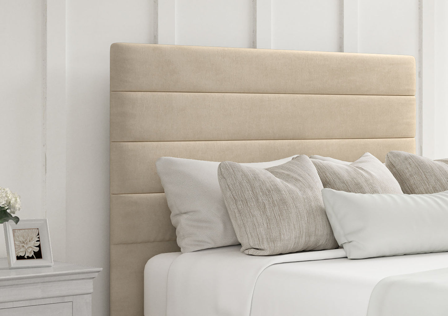 Zodiac Upholstered Floor Standing Headboard Only Furniture time4sleepadmin Single Naples Cream