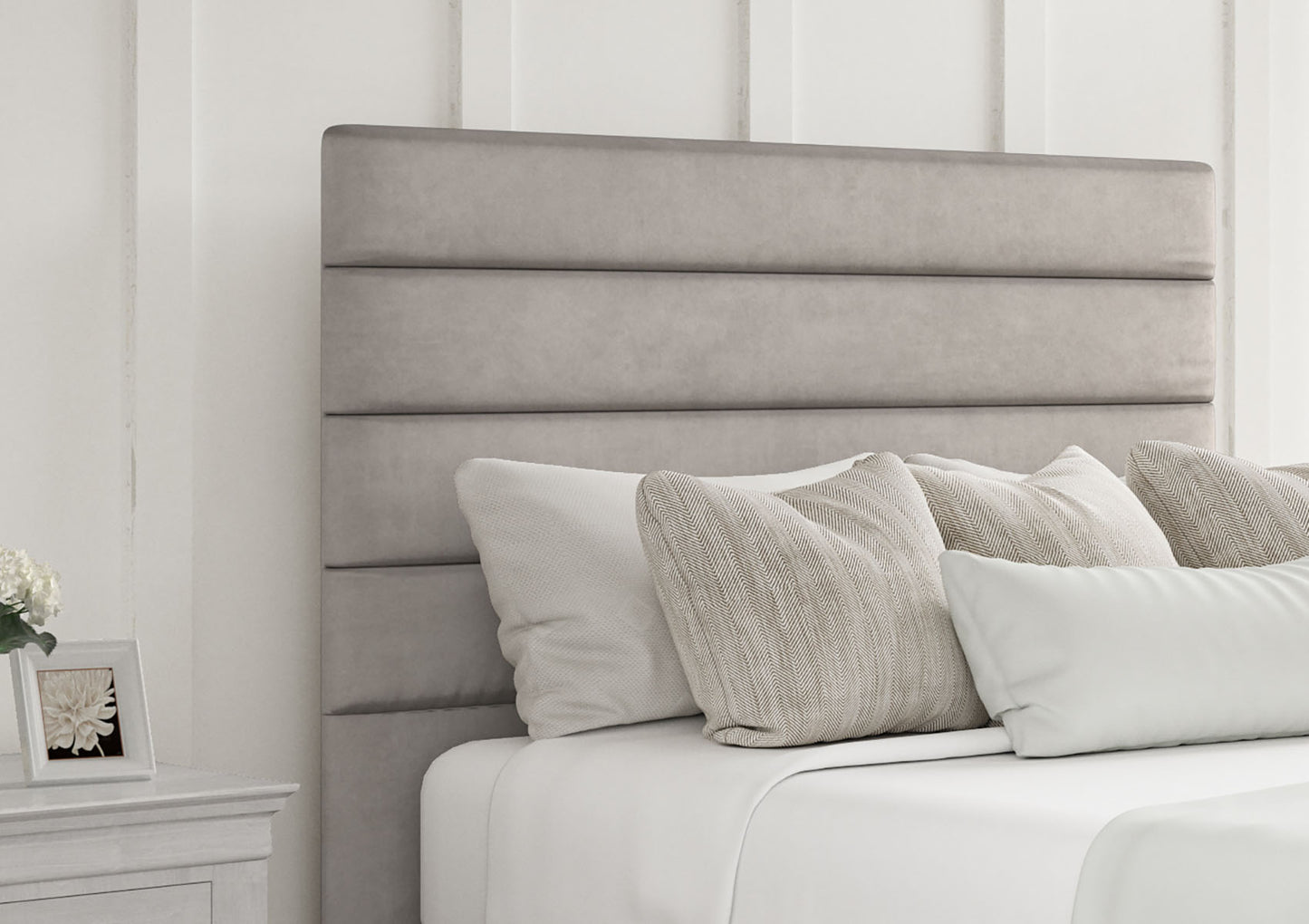 Zodiac Upholstered Floor Standing Headboard Only Furniture time4sleepadmin Double Plush Silver
