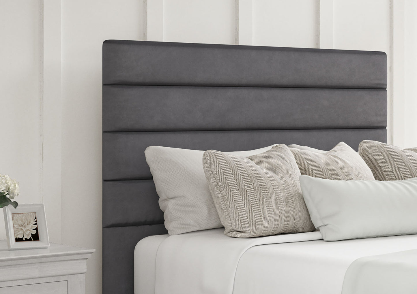 Zodiac Upholstered Floor Standing Headboard Only Furniture time4sleepadmin King Plush Steel