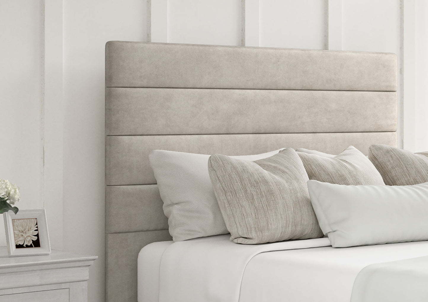 Zodiac Upholstered Floor Standing Headboard Only Furniture time4sleepadmin Compact Double Verona Silver