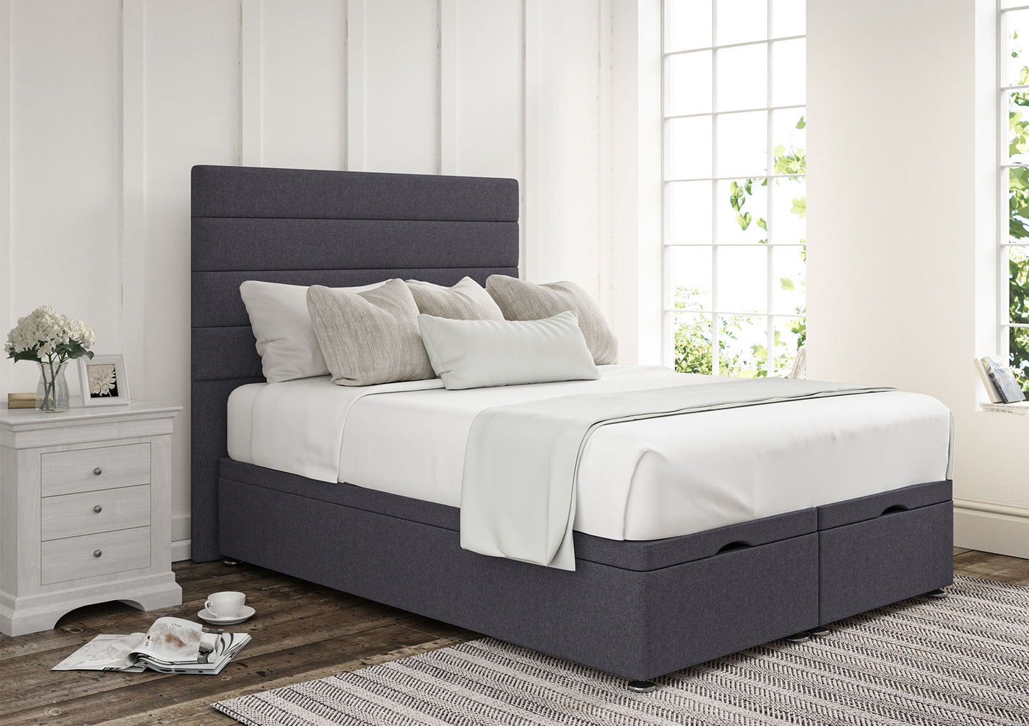 Zodiac Upholstered Headboard and Ottoman Base Bed time4sleepadmin