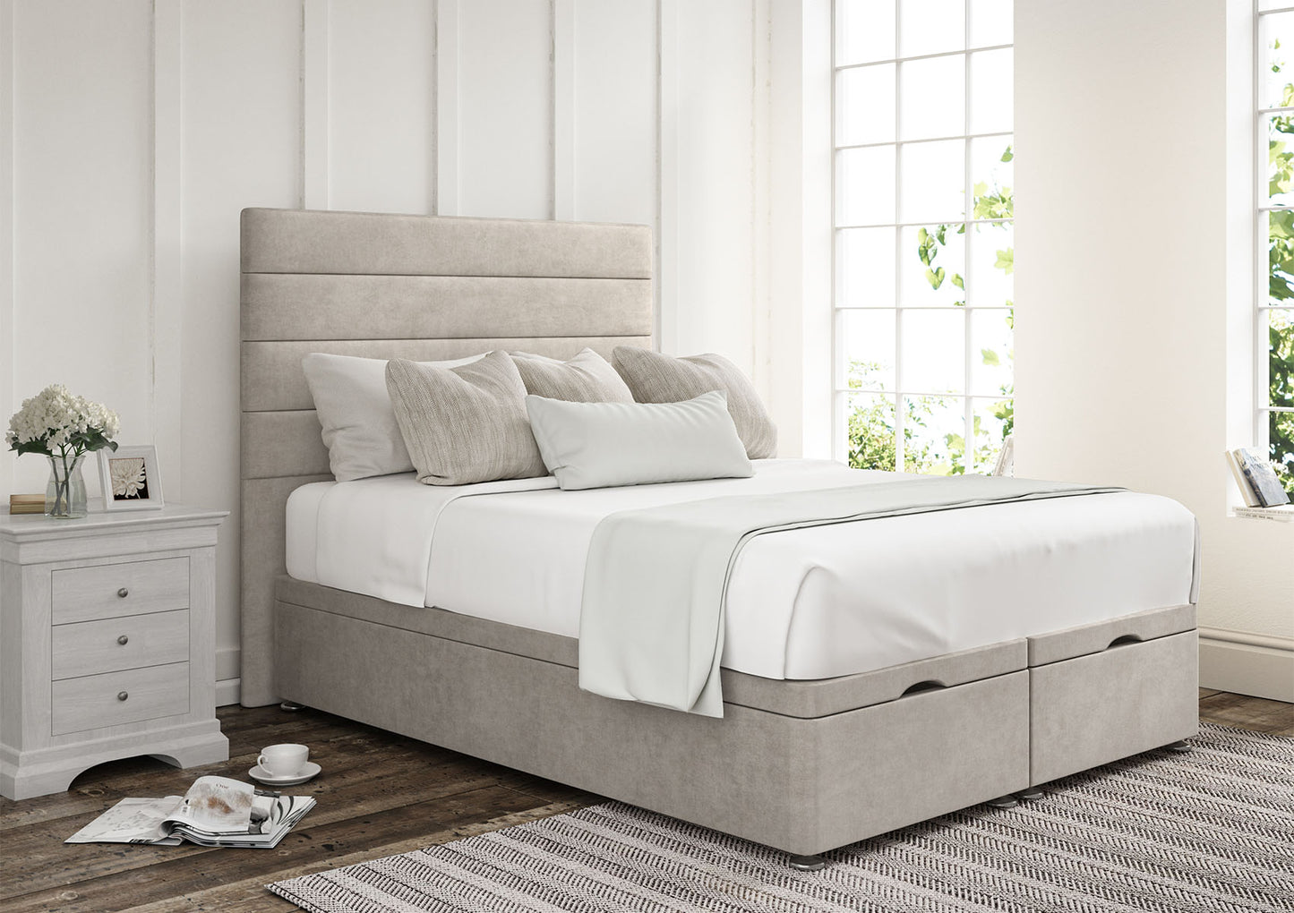 Zodiac Upholstered Headboard and Ottoman Base