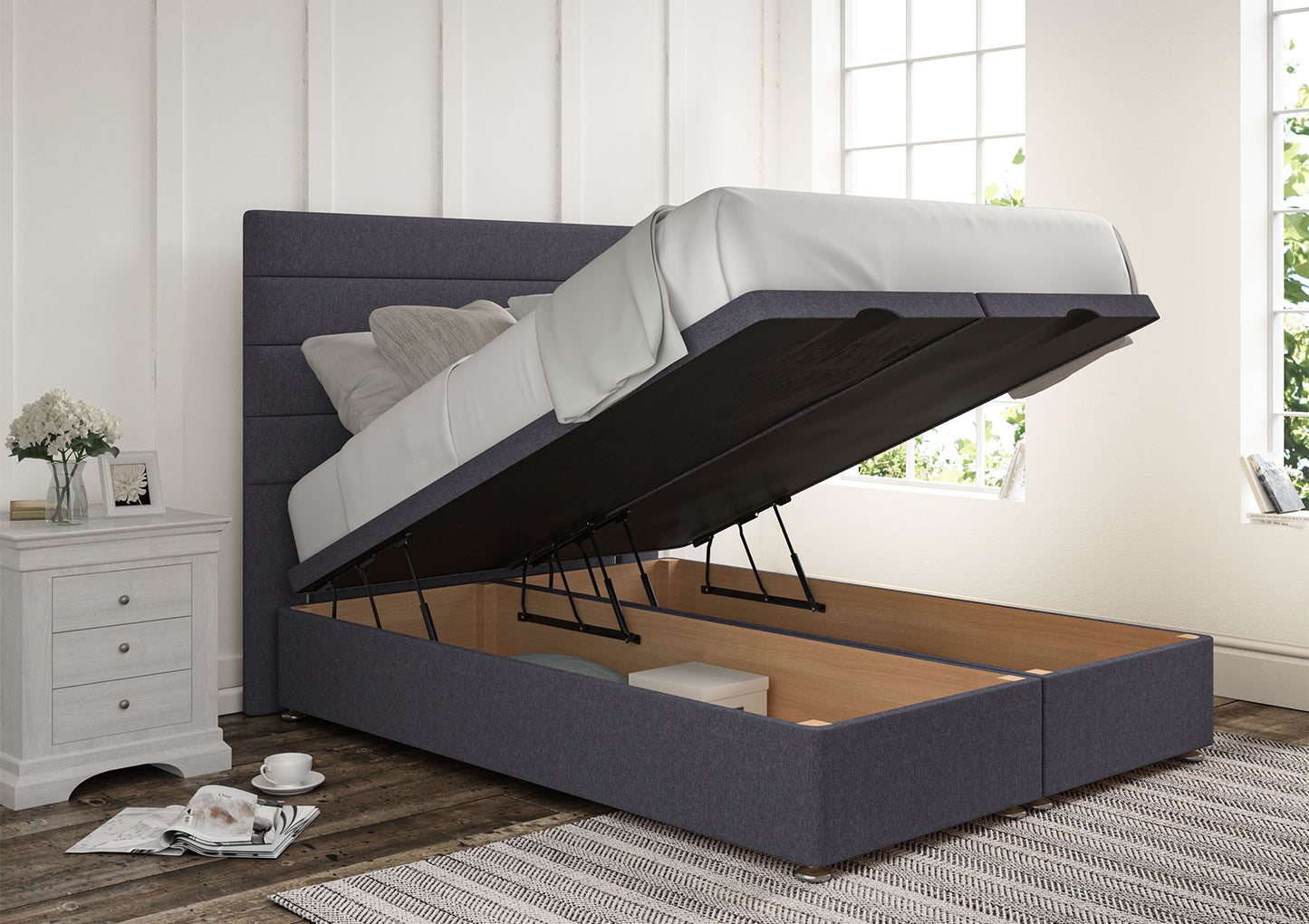 Zodiac Upholstered Headboard and Ottoman Base Bed time4sleepadmin