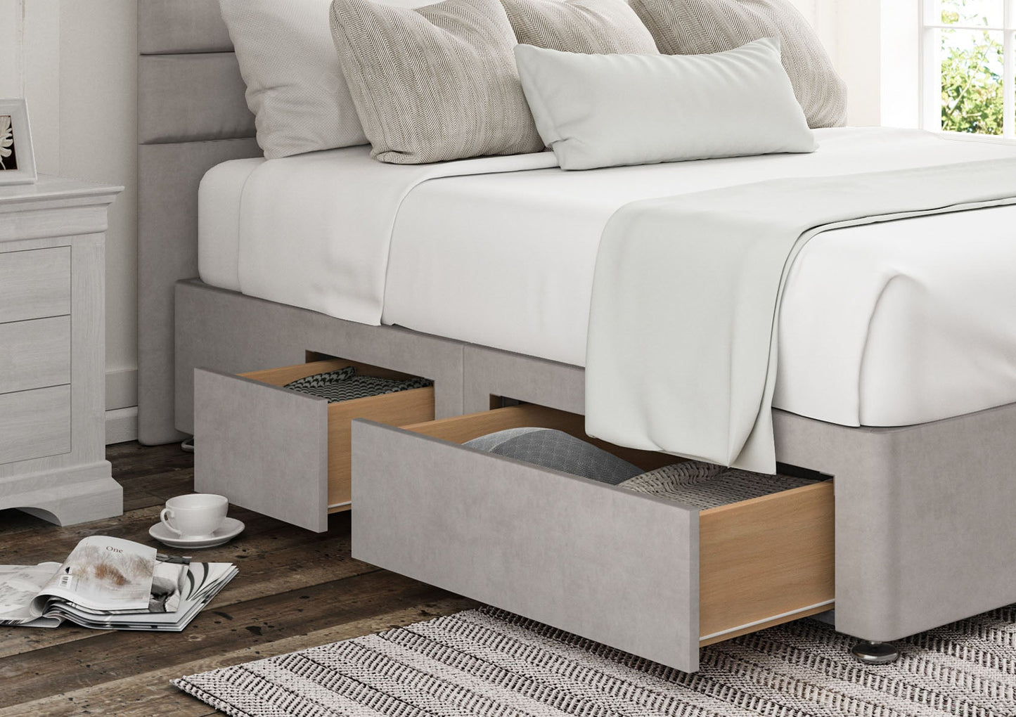 Zodiac Upholstered Headboard and Divan Base Bed Time4Sleep