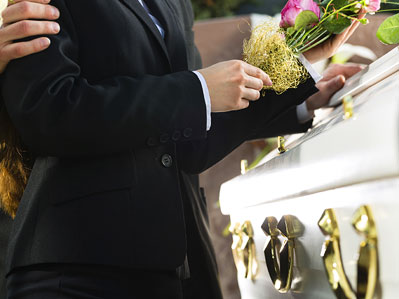 Man attending funeral