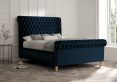 Aldwych Velvet Navy Upholstered King Size Sleigh Bed Only