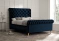 Aldwych Velvet Navy Upholstered Compact Double Sleigh Bed Only