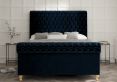 Aldwych Velvet Navy Upholstered King Size Sleigh Bed Only