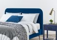 Elona Navy Blue Velvet Upholstered King Size Bed Frame Only