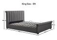 Ascot Grey Upholstered Sleigh Ottoman - King Size Bed Frame Only