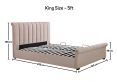 Ascot Natural Stone Upholstered Sleigh Ottoman - King Size Bed Frame Only