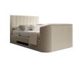 Berkley Upholstered Boucle Ivory Ottoman TV Bed - King Size Bed Frame Only