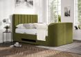 Berkley Upholstered Hugo Olive Ottoman TV Bed - King Size Bed Frame Only