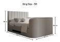 Berkley Upholstered Linea Fog Ottoman TV Bed - King Size Bed Frame Only
