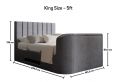 Berkley Upholstered Hugo Platinum Ottoman TV Bed - King Size Bed Frame Only