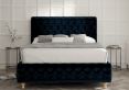 Billy Upholstered Bed Frame - Compact Double Bed Frame Only - Velvet Navy