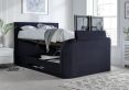 Santorini Upholstered Ottoman TV Bed Blue Velvet - Double Bed Frame Only