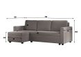 Cagliari Corner Ottoman Linear Grey Sofa Bed