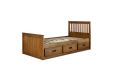 Captain Oak Finish 3 Drawer Wooden Single Storage Bed