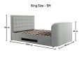 Carmel Ottoman Mid Grey Upholstered King Size TV Bed Frame