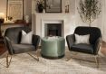 Sennen Black Velvet Upholstered Accent Armchair