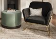 Sennen Black Velvet Upholstered Accent Armchair