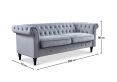 Chesterfield Grey Velvet 3 Seater Sofa