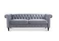 Chesterfield Grey Velvet 3 Seater Sofa