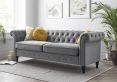 Chesterfield Grey Velvet 3 Seater Sofa