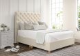 Chesterfield Teddy Cream Upholstered Compact Double Floor Standing Headboard and Shallow Base On Legs