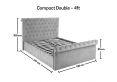 Chesterfield Grey Velvet Upholstered Ottoman Compact Double Bed Frame Only