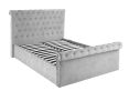 Chesterfield Grey Velvet Upholstered Ottoman Compact Double Bed Frame Only