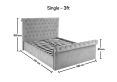 Chesterfield Grey Velvet Upholstered Ottoman Single Bed Frame Only