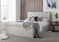 Chesterfield Off White Upholstered Ottoman Double Bed Frame Only