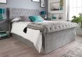 Chesterfield Grey Velvet Upholstered Ottoman Compact Double Bed Frame Only