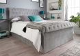 Chesterfield Grey Velvet Upholstered Ottoman Double Bed Frame Only