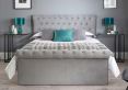 Chesterfield Grey Velvet Upholstered Ottoman Compact Double Bed Frame Only