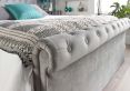 Chesterfield Grey Velvet Upholstered Ottoman Compact Double Bed Frame Only