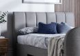 Copenhagen Upholstered Ottoman TV Bed Mid Grey - King Size Bed Frame Only