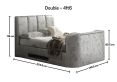 Copenhagen Upholstered Ottoman TV Bed Silver Crush - Double Bed Frame Only