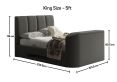 Copenhagen Upholstered Ottoman TV Bed Foley Grey - King Size Bed Frame Only