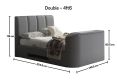 Copenhagen Upholstered Ottoman TV Bed Mid Grey - Double Bed Frame Only